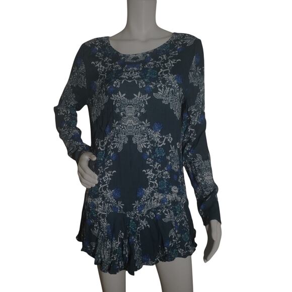 Free People Womens Sz Medium Smooth Talker Pockets Mini Dress Long Sleeve Green - Picture 1 of 7